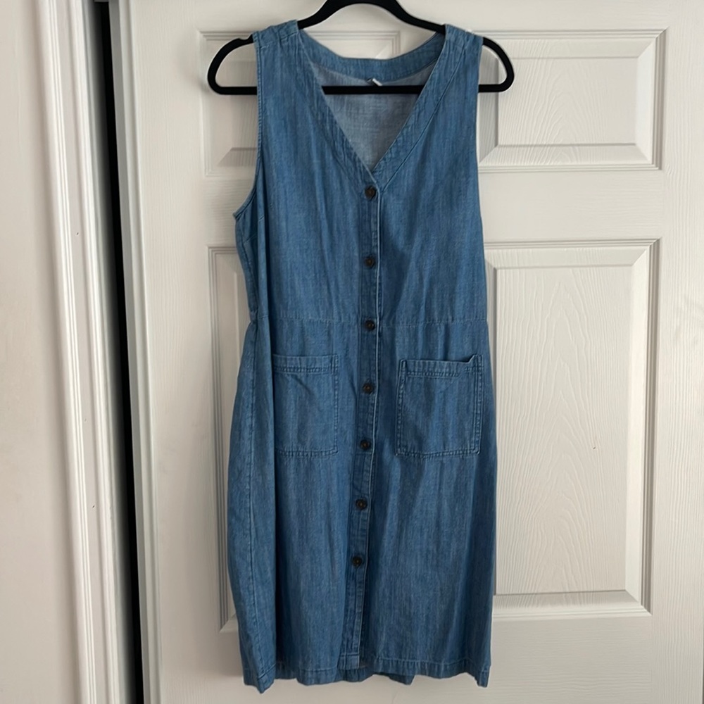 Denim button-front dress